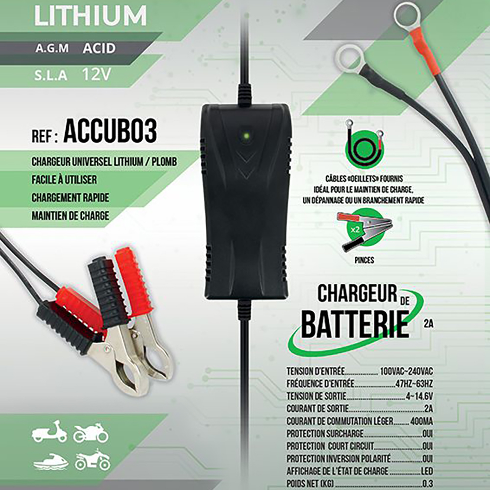 Electhium - Chargeur de batterie ACCUB03