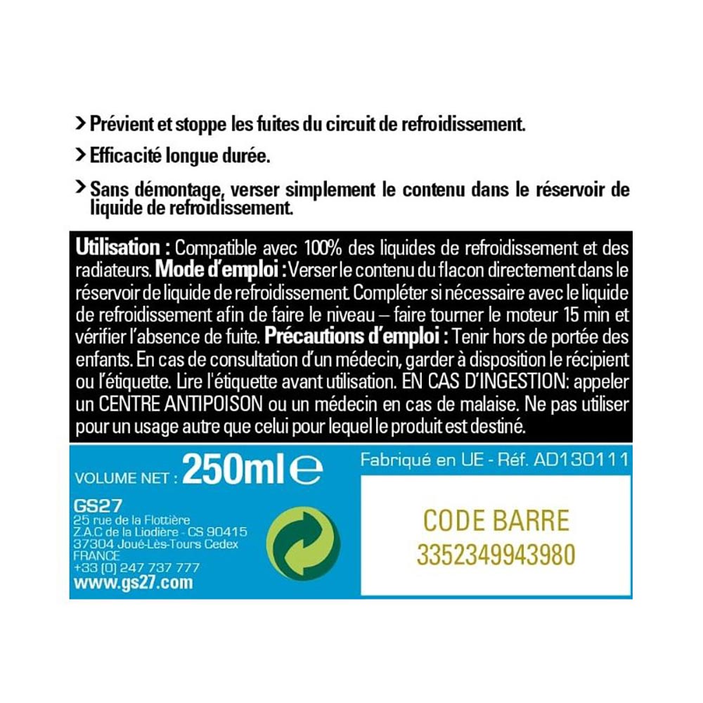 Stop fuite radiateur 250 ml