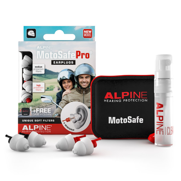 Alpine - Bouchons d'oreilles MotoSafePro® Blanc / Noir / Rouge