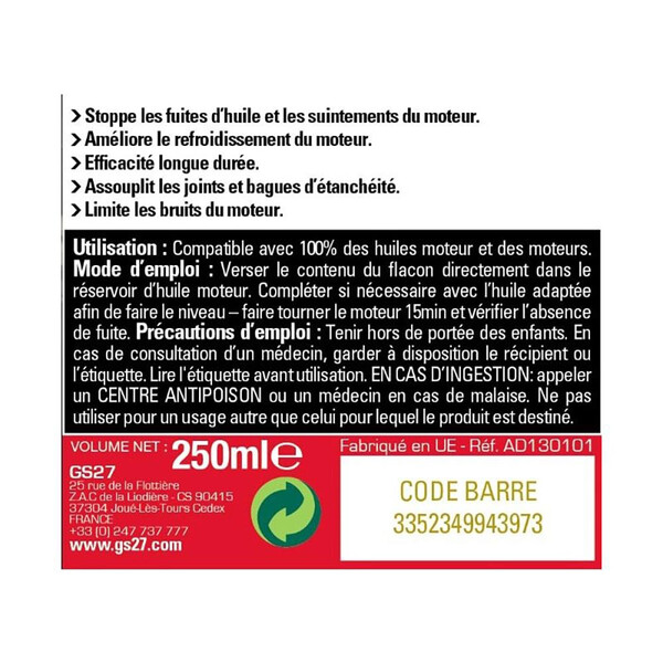 Stop fuite huile moteur 250 ml