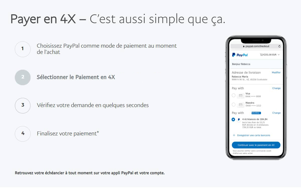Paiement 4x sans frais avec Paypal